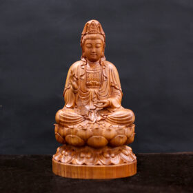 Tượng Phật Quan Âm ngồi đài sen bằng gỗ